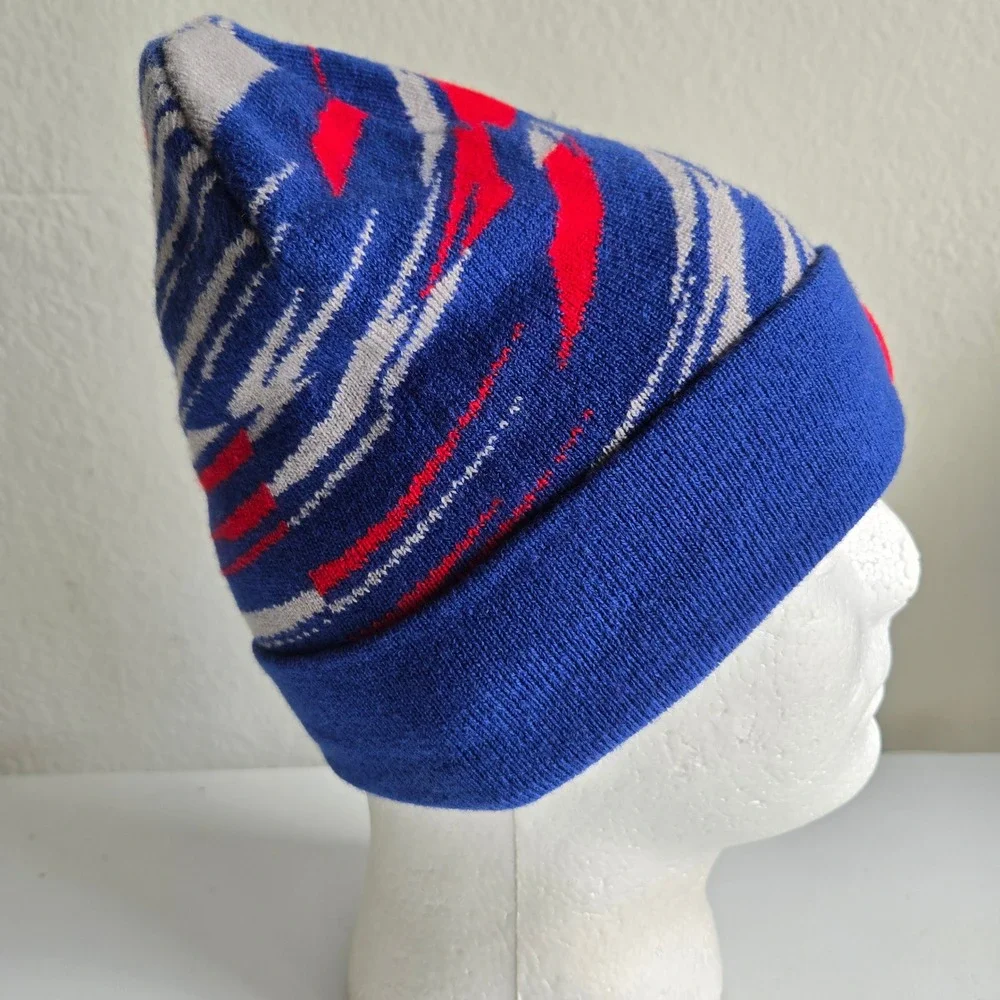 New Era‎ Chicago Cubs Knit Beanie Hat Red Blue Gray C Logo Tiger Stripes